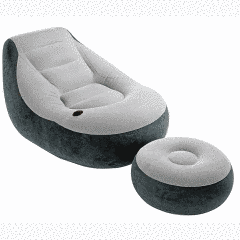 Надувное велюровое кресло с пуфиком Intex 68564 Spok