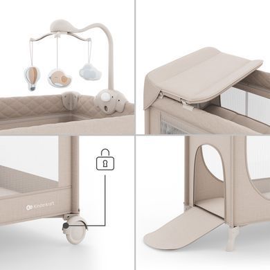 Кровать-манеж з пеленатором Kinderkraft Leody Up Beige (KCLEODUPBEG00AC) Spok
