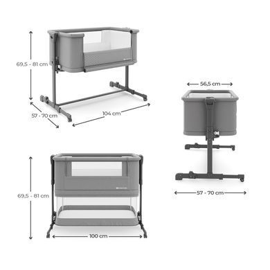 Приставная кроватка-люлька Kinderkraft Nestee Grow 2 Dark Grey (KLNEEGR2DGR0000) Spok