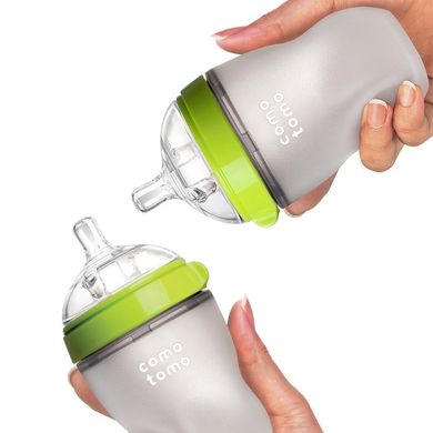 Набор силиконовых антиколиковых бутылочек для кормления Comotomo 250 мл Green 2 шт. (250TG-EN) Spok