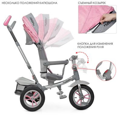 Детский велосипед Turbo Trike Серо-розовый (M 4058-15) Spok