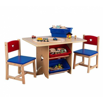 Детский стол с ящиками и двумя стульчиками KidKraft Star Table & Chair Set Синий (26912) Spok