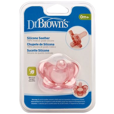 Силиконовая ортодонтическая литая пустышка Dr. Brown's 0-6 мес. Розовый (PS11003-INTL) Spok