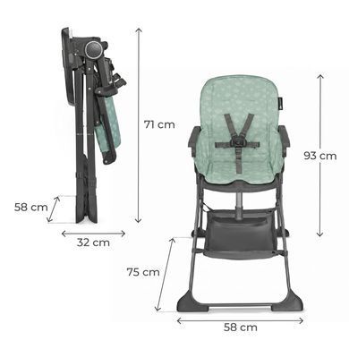 Стільчик для годування Kinderkraft Foldee Bushy Green (KHFOLD00GRE000N) Spok