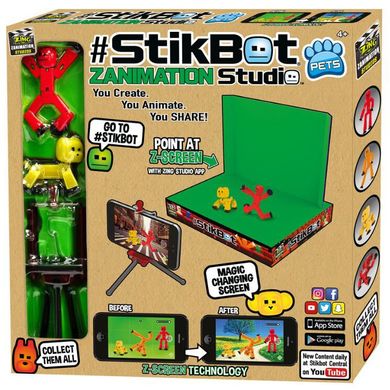 Игровой набор для анимационного творчества Stikbot S2 Pets Студия Z-Screen 2 фигурки, штатив, сцена (TST617A) Spok