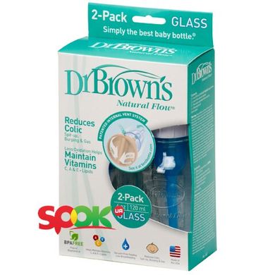 Бутылочка для кормления Dr. Brown's Natural Flow стеклянная 125 мл 2 шт (163) Spok