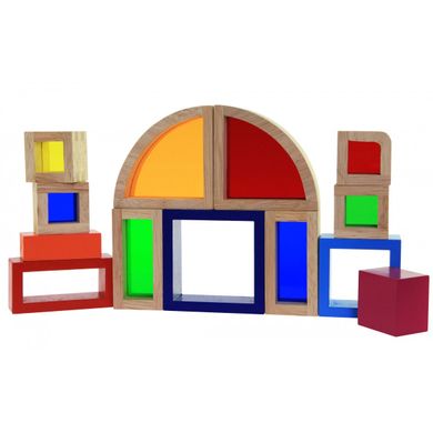 Конструктор деревянный Goki Радужные блоки с окнами (58620) Spok