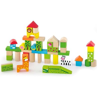 Набор кубиков Viga Toys Зоопарк (50286) Spok