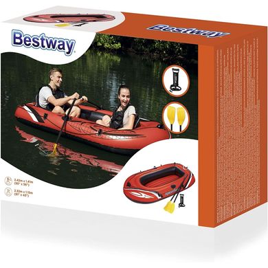 Духместная надувная лодка с вёслами и насосом Bestway Hydro-Force Raft Set, 232х115 см (61102) Spok