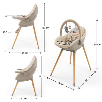 Стульчик для кормления 2 в 1 Kinderkraft Fini Up Beige (KHFINIUPBEG0000) Spok