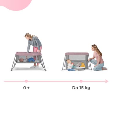 Кровать-манеж 2 в 1 Kinderkraft Movi Pink (KCMOVI00PNK0000) Spok