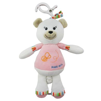 Мягкая музыкальная игрушка Alexis-Baby Mix с клипсой Медведь Pink (TE-8295L-25P-Y) Spok