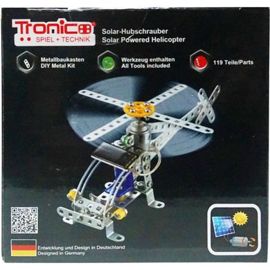 Металлический конструктор Tronico Вертолет на солнечной батарее 119 деталей (9735-4) Spok