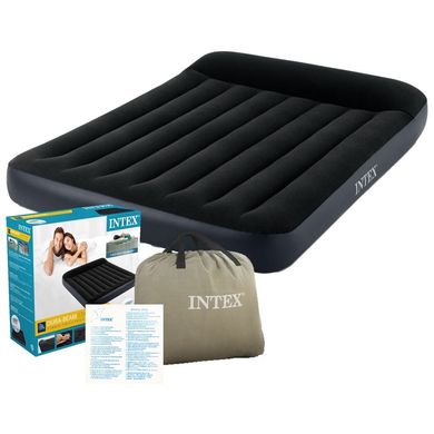 Надувной матрас Intex Pillow Rest Classic Bed Fiber-Tech со встроенным электронасосом, 152x203x25 см (64150) Spok