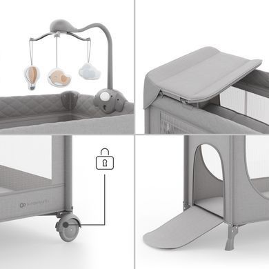 Ліжко-манеж з пеленатором Kinderkraft Leody Up Grey (KCLEODUPGRY00AC) Spok