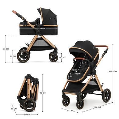 Универсальная коляска 3 в 1 Kinderkraft Esme Pro Pure Black (KSESME00BLK300N) Spok
