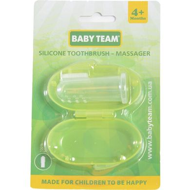 Силиконовая зубная щетка-массажер Baby Team с контейнером 4+ (7200) Spok