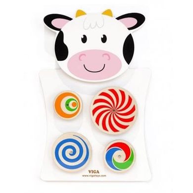 Настенная развивающая игрушка Viga Toys Корова с кругами (50677) Spok