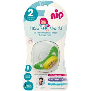 Силиконовая пустышка Nip Miss Denti №2, 5-13 мес. Зеленый (31801) Spok