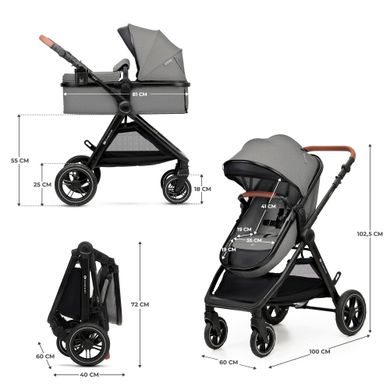 Универсальная коляска 3 в 1 Kinderkraft Esme Moonlight Grey (KSESME00GRY3000) Spok