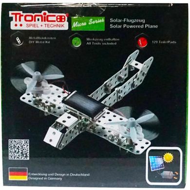 Металлический конструктор Tronico Самолет на солнечной батарее 129 деталей (9605-2) Spok
