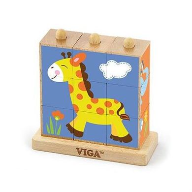 Пазл-кубики вертикальный Viga Toys Сафари (50834) Spok