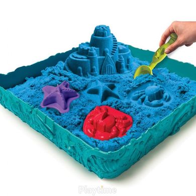 Набор песка для творчества Wacky-tivities Kinetic Sand Замок из песка 454 г Формочки, лоток Голубой (71402B) Spok