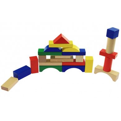 Конструктор деревянный Goki Строительный блоки разноцветные (58669) Spok