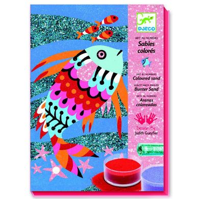 Набор для творчества Djeco Рисование цветным песком и блестками Радужные рыбки (DJ08661) Spok