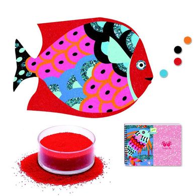 Набор для творчества Djeco Рисование цветным песком и блестками Радужные рыбки (DJ08661) Spok